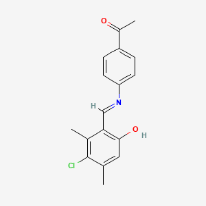 molecular formula C17H16ClNO2 B11538780 1-(4-{[(E)-(3-chloro-6-hydroxy-2,4-dimethylphenyl)methylidene]amino}phenyl)ethanone 