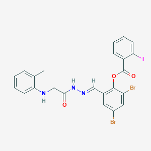 2,4-Dibromo-6-[(E)-({2-[(2-methylphenyl)amino]acetamido}imino)methyl]phenyl 2-iodobenzoate