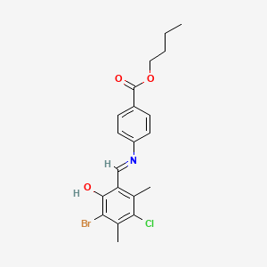 butyl 4-{[(E)-(3-bromo-5-chloro-2-hydroxy-4,6-dimethylphenyl)methylidene]amino}benzoate