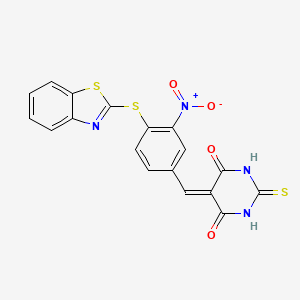 5-[4-(1,3-benzothiazol-2-ylsulfanyl)-3-nitrobenzylidene]-2-thioxodihydropyrimidine-4,6(1H,5H)-dione