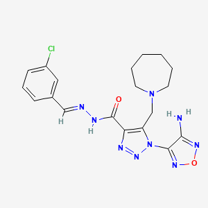 molecular formula C19H22ClN9O2 B11538910 1-(4-amino-1,2,5-oxadiazol-3-yl)-5-(azepan-1-ylmethyl)-N'-[(E)-(3-chlorophenyl)methylidene]-1H-1,2,3-triazole-4-carbohydrazide 