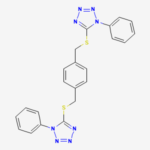 molecular formula C22H18N8S2 B11538938 5,5'-[benzene-1,4-diylbis(methanediylsulfanediyl)]bis(1-phenyl-1H-tetrazole) 