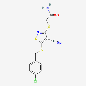 2-({5-[(4-Chlorobenzyl)sulfanyl]-4-cyano-1,2-thiazol-3-yl}sulfanyl)acetamide