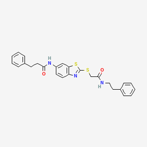 N-[2-({2-oxo-2-[(2-phenylethyl)amino]ethyl}sulfanyl)-1,3-benzothiazol-6-yl]-3-phenylpropanamide