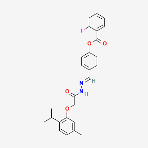 4-(2-((2-Isopropyl-5-methylphenoxy)acetyl)carbohydrazonoyl)phenyl 2-iodobenzoate