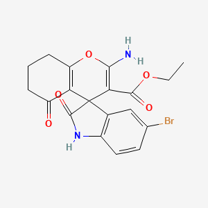 Ethyl 2-amino-5'-bromo-2',5-dioxo-1',2',5,6,7,8-hexahydrospiro[chromene-4,3'-indole]-3-carboxylate