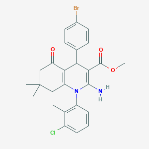 Methyl 2-amino-4-(4-bromophenyl)-1-(3-chloro-2-methylphenyl)-7,7-dimethyl-5-oxo-1,4,5,6,7,8-hexahydroquinoline-3-carboxylate