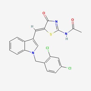 N-[(2E,5Z)-5-{[1-(2,4-dichlorobenzyl)-1H-indol-3-yl]methylidene}-4-oxo-1,3-thiazolidin-2-ylidene]acetamide