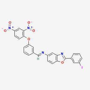 N-{(E)-[3-(2,4-dinitrophenoxy)phenyl]methylidene}-2-(3-iodophenyl)-1,3-benzoxazol-5-amine