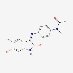 N-(4-{[(3E)-6-bromo-5-methyl-2-oxo-1,2-dihydro-3H-indol-3-ylidene]amino}phenyl)-N-methylacetamide