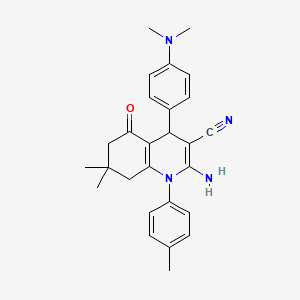 2-Amino-4-[4-(dimethylamino)phenyl]-7,7-dimethyl-1-(4-methylphenyl)-5-oxo-1,4,5,6,7,8-hexahydroquinoline-3-carbonitrile