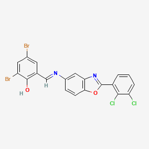 2,4-dibromo-6-[(E)-{[2-(2,3-dichlorophenyl)-1,3-benzoxazol-5-yl]imino}methyl]phenol