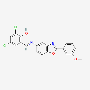 2,4-dichloro-6-[(E)-{[2-(3-methoxyphenyl)-1,3-benzoxazol-5-yl]imino}methyl]phenol