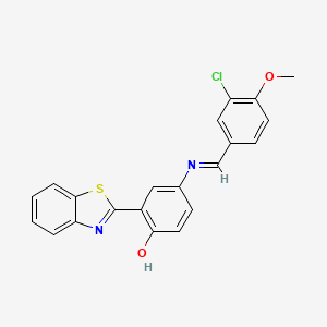 2-(1,3-benzothiazol-2-yl)-4-{[(Z)-(3-chloro-4-methoxyphenyl)methylidene]amino}phenol