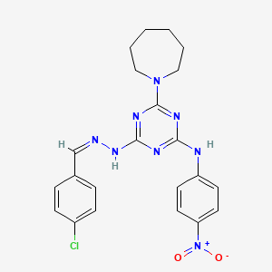 4-(azepan-1-yl)-6-[(2Z)-2-(4-chlorobenzylidene)hydrazinyl]-N-(4-nitrophenyl)-1,3,5-triazin-2-amine