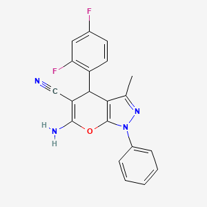 6-amino-4-(2,4-difluorophenyl)-3-methyl-1-phenyl-1H,4H-pyrano[2,3-c]pyrazole-5-carbonitrile