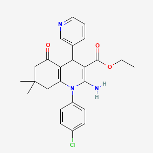 Ethyl 2-amino-1-(4-chlorophenyl)-7,7-dimethyl-5-oxo-4-(pyridin-3-yl)-1,4,5,6,7,8-hexahydroquinoline-3-carboxylate