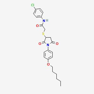 N-(4-chlorophenyl)-2-({1-[4-(hexyloxy)phenyl]-2,5-dioxopyrrolidin-3-yl}sulfanyl)acetamide