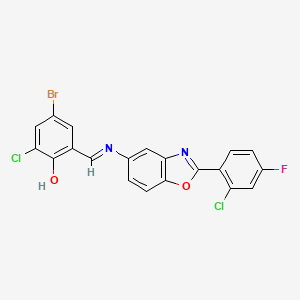 4-bromo-2-chloro-6-[(E)-{[2-(2-chloro-4-fluorophenyl)-1,3-benzoxazol-5-yl]imino}methyl]phenol