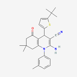 2-Amino-4-(5-tert-butylthiophen-2-yl)-7,7-dimethyl-1-(3-methylphenyl)-5-oxo-1,4,5,6,7,8-hexahydroquinoline-3-carbonitrile