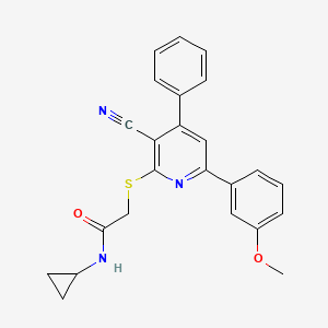 2-{[3-cyano-6-(3-methoxyphenyl)-4-phenylpyridin-2-yl]sulfanyl}-N-cyclopropylacetamide