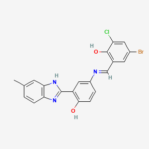 4-bromo-2-chloro-6-[(E)-{[4-hydroxy-3-(5-methyl-1H-benzimidazol-2-yl)phenyl]imino}methyl]phenol