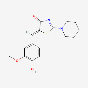 molecular formula C16H18N2O3S B11539971 (5Z)-2-Piperidino-5-(3-methoxy-4-hydroxybenzylidene)-2-thiazoline-4-one 