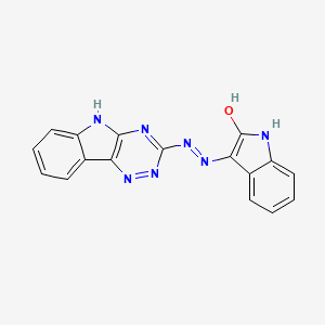 molecular formula C17H11N7O B11540126 (3E)-3-[2-(5H-[1,2,4]triazino[5,6-b]indol-3-yl)hydrazinylidene]-1,3-dihydro-2H-indol-2-one 