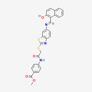 methyl 4-({[(6-{[(E)-(2-hydroxynaphthalen-1-yl)methylidene]amino}-1,3-benzothiazol-2-yl)sulfanyl]acetyl}amino)benzoate