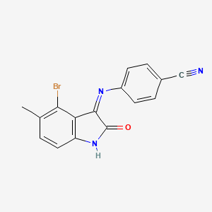 molecular formula C16H10BrN3O B11540281 4-{[(3E)-4-bromo-5-methyl-2-oxo-1,2-dihydro-3H-indol-3-ylidene]amino}benzonitrile 