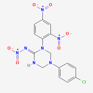 (2E)-5-(4-chlorophenyl)-1-(2,4-dinitrophenyl)-N-nitro-1,3,5-triazinan-2-imine