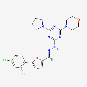 2-[(2E)-2-{[5-(2,4-dichlorophenyl)furan-2-yl]methylidene}hydrazinyl]-4-(morpholin-4-yl)-6-(pyrrolidin-1-yl)-1,3,5-triazine