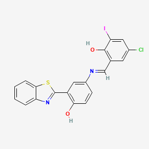 2-[(Z)-{[3-(1,3-benzothiazol-2-yl)-4-hydroxyphenyl]imino}methyl]-4-chloro-6-iodophenol