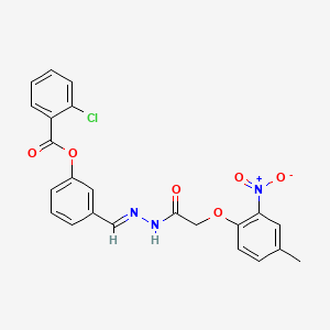 3-[(E)-{2-[(4-methyl-2-nitrophenoxy)acetyl]hydrazinylidene}methyl]phenyl 2-chlorobenzoate