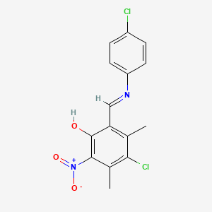 4-Chloro-2-[(E)-[(4-chlorophenyl)imino]methyl]-3,5-dimethyl-6-nitrophenol