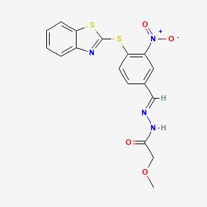 molecular formula C17H14N4O4S2 B11540405 N'-[(E)-[4-(1,3-Benzothiazol-2-ylsulfanyl)-3-nitrophenyl]methylidene]-2-methoxyacetohydrazide 