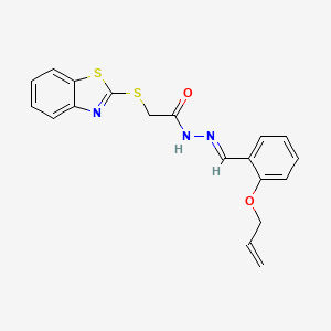 molecular formula C19H17N3O2S2 B11540480 N'-{(1E)-[2-(allyloxy)phenyl]methylene}-2-(1,3-benzothiazol-2-ylthio)acetohydrazide 