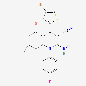 molecular formula C22H19BrFN3OS B11540505 2-Amino-4-(4-bromothiophen-2-yl)-1-(4-fluorophenyl)-7,7-dimethyl-5-oxo-1,4,5,6,7,8-hexahydroquinoline-3-carbonitrile 