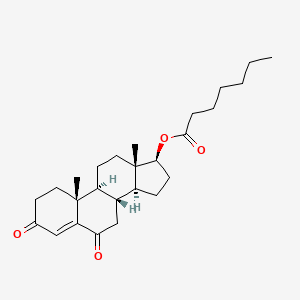 molecular formula C26H38O4 B1154053 (10R,13S,17S)-10,13-Dimethyl-3,6-dioxo-2,3,6,7,8,9,10, 11,12,13,14,15,16,17-tetradecahydro-1H-cyclopenta[a]phenanthren-17-yl heptanoate 