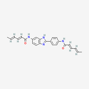 molecular formula C25H24N4O2 B11540566 (2E,4E)-N-(4-{5-[(2E,4E)-hexa-2,4-dienoylamino]-1H-benzimidazol-2-yl}phenyl)hexa-2,4-dienamide 