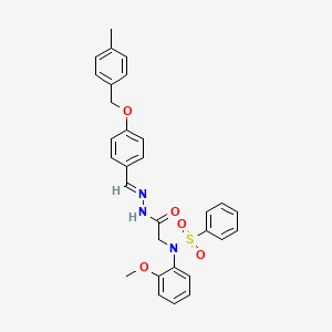 molecular formula C30H29N3O5S B11540569 N-(2-Methoxyphenyl)-N-({N'-[(E)-{4-[(4-methylphenyl)methoxy]phenyl}methylidene]hydrazinecarbonyl}methyl)benzenesulfonamide 