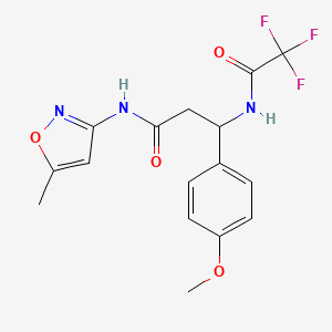 molecular formula C16H16F3N3O4 B11540586 3-(4-methoxyphenyl)-N-(5-methyl-1,2-oxazol-3-yl)-3-[(trifluoroacetyl)amino]propanamide 