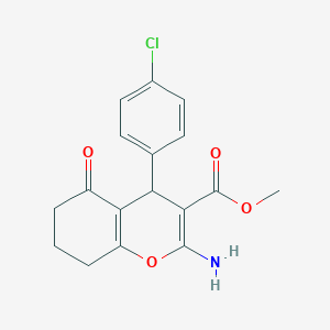 molecular formula C17H16ClNO4 B11540616 methyl 2-amino-4-(4-chlorophenyl)-5-oxo-5,6,7,8-tetrahydro-4H-chromene-3-carboxylate 