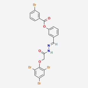 molecular formula C22H14Br4N2O4 B11540644 3-[(E)-{2-[(2,4,6-tribromophenoxy)acetyl]hydrazinylidene}methyl]phenyl 3-bromobenzoate 