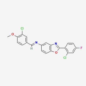 2-(2-chloro-4-fluorophenyl)-N-[(E)-(3-chloro-4-methoxyphenyl)methylidene]-1,3-benzoxazol-5-amine