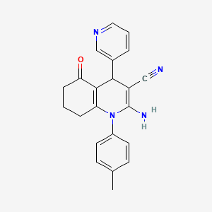 2-Amino-1-(4-methylphenyl)-5-oxo-4-pyridin-3-yl-1,4,5,6,7,8-hexahydroquinoline-3-carbonitrile