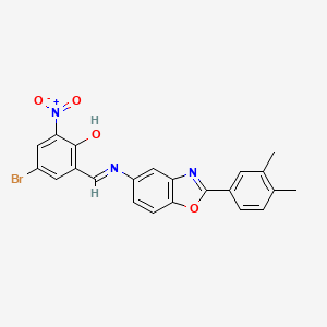 4-bromo-2-[(E)-{[2-(3,4-dimethylphenyl)-1,3-benzoxazol-5-yl]imino}methyl]-6-nitrophenol