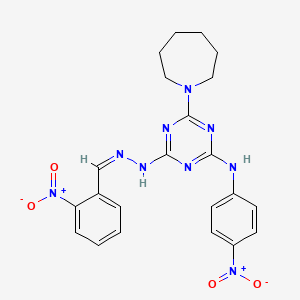 4-(azepan-1-yl)-6-[(2Z)-2-(2-nitrobenzylidene)hydrazinyl]-N-(4-nitrophenyl)-1,3,5-triazin-2-amine