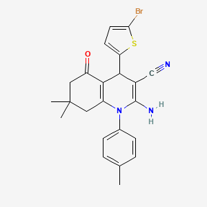 2-Amino-4-(5-bromothiophen-2-yl)-7,7-dimethyl-1-(4-methylphenyl)-5-oxo-1,4,5,6,7,8-hexahydroquinoline-3-carbonitrile