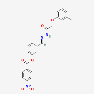 3-[(E)-{2-[(3-methylphenoxy)acetyl]hydrazinylidene}methyl]phenyl 4-nitrobenzoate